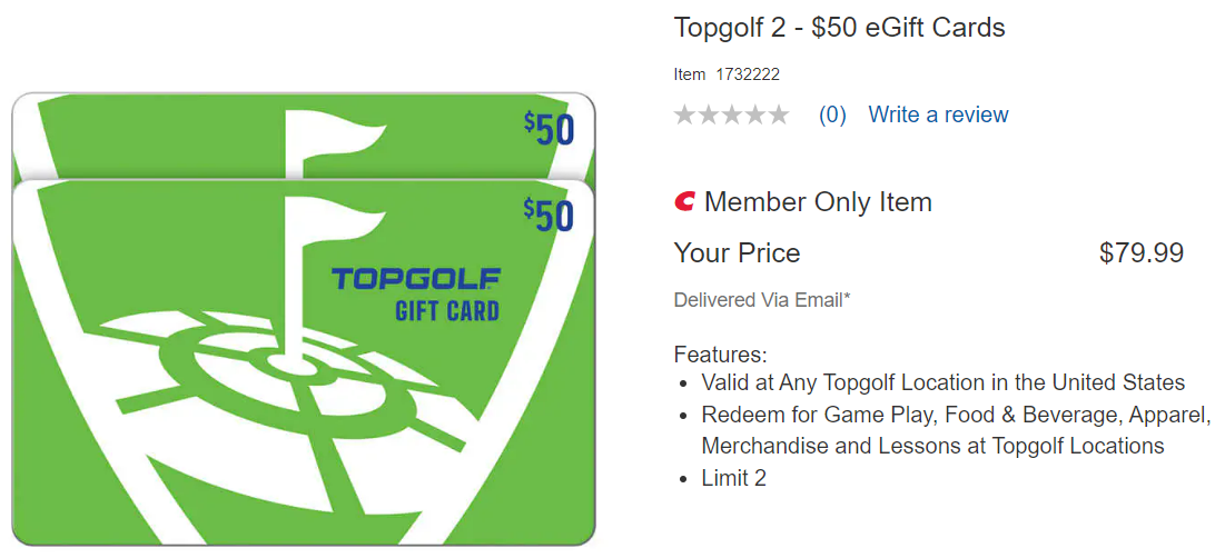 [Costco] Topgolf 기프트카드 세일 케이시애틀 KSeattle