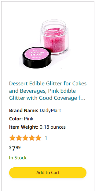Dessert Edible Glitter for Cakes and Beverages, Pink Edible Glitter with Good Coverage for Cupcakes, Cookies, Candies, Jellies, Cocktails and Other Beverage Decorations, 5 g.png