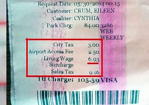 시택공항 업체 영수증에 '최저임금 과징금' 항목 생겨